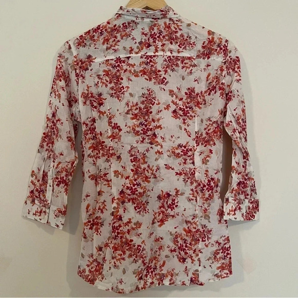 EDDIE BAUER 100% Cotton Floral Print Lightweight Buttondown Shirt - Picture 5 of 9